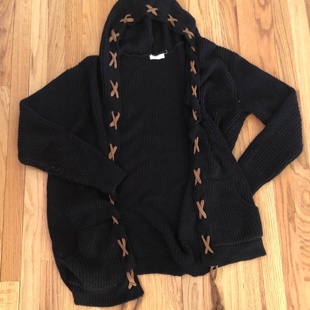 Black with Brown stitching cardigan